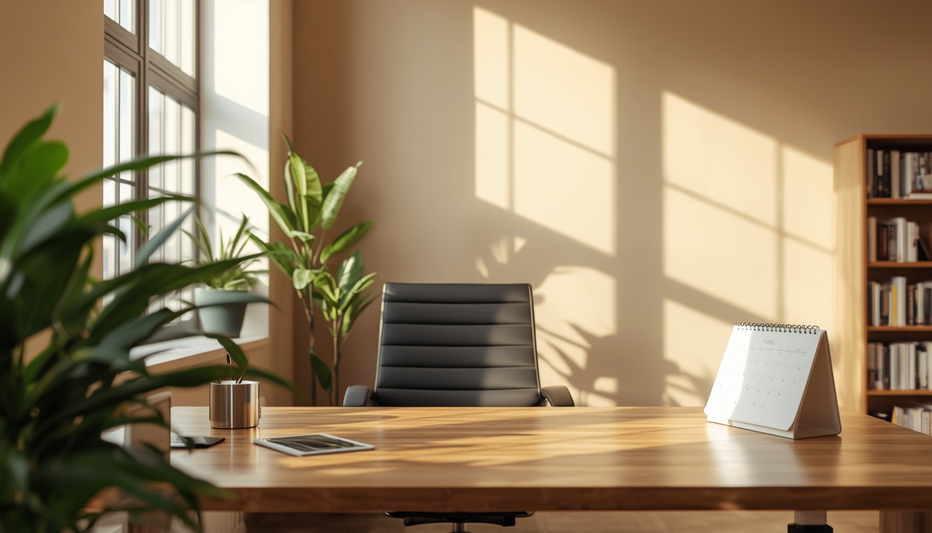 Ergonomic desk setup with adjustable chair and monitor arm